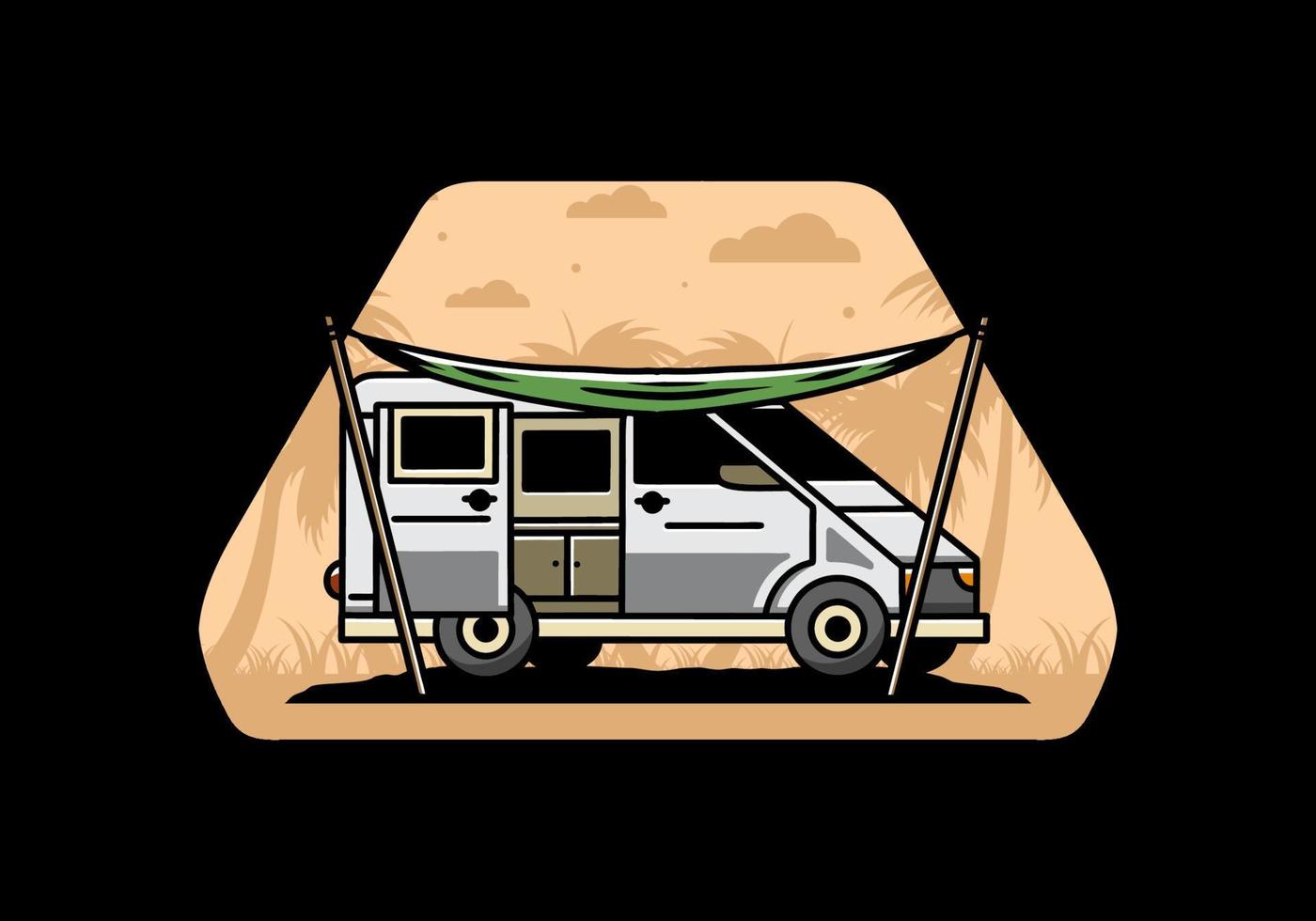 furgoneta camper y diseño de ilustración de doble techo vector