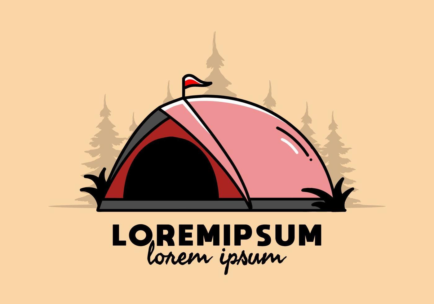 Dome tent camping illustration badge design vector