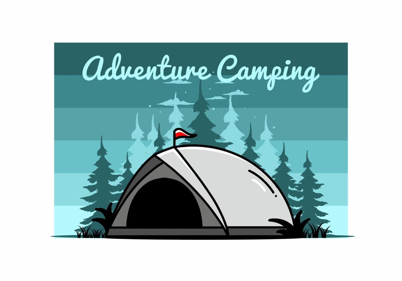 Dome tent camping illustration badge design vector