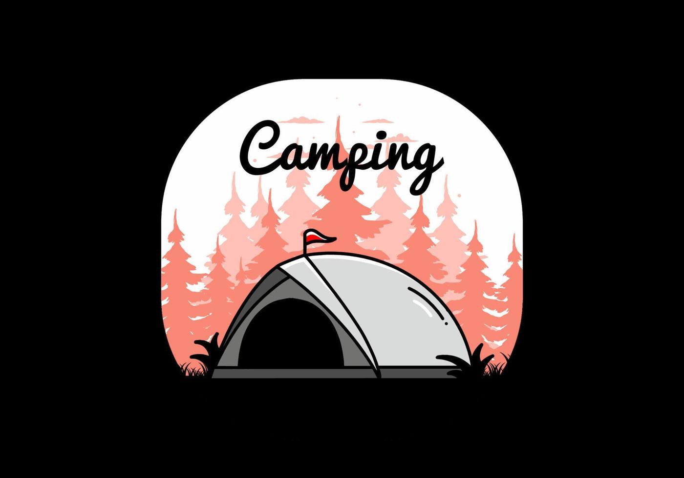 Dome tent camping illustration badge design vector