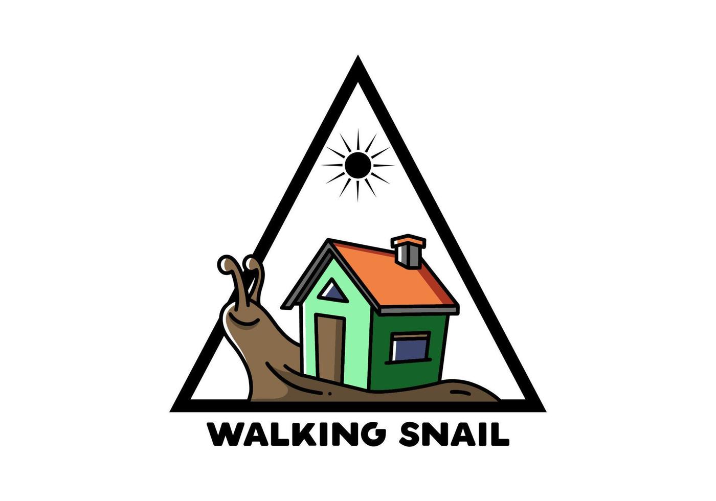 Walking snail and house illustration design vector