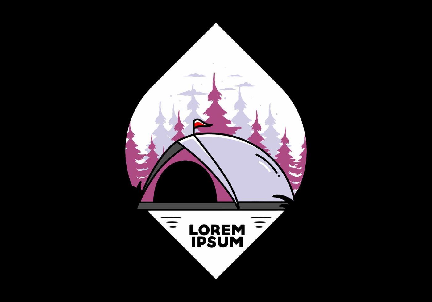 Dome tent camping illustration badge design vector