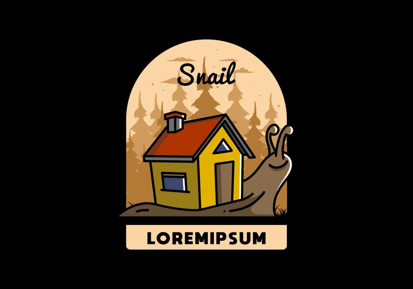 Walking snail and house illustration design vector