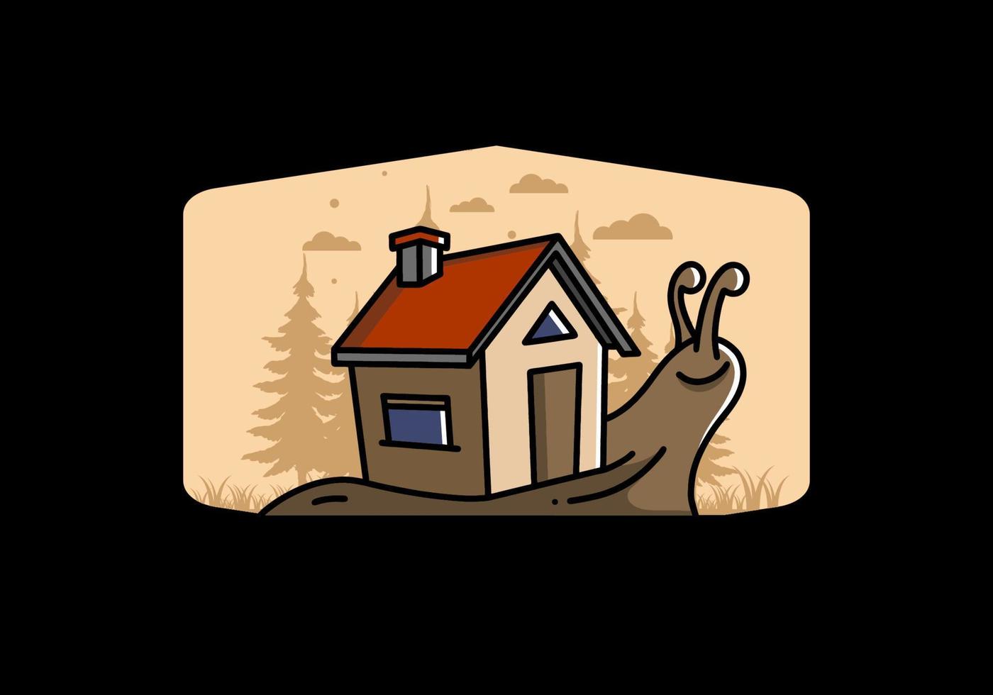 Walking snail and house illustration design vector