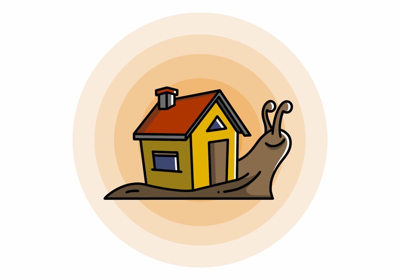 Walking snail and house illustration design vector