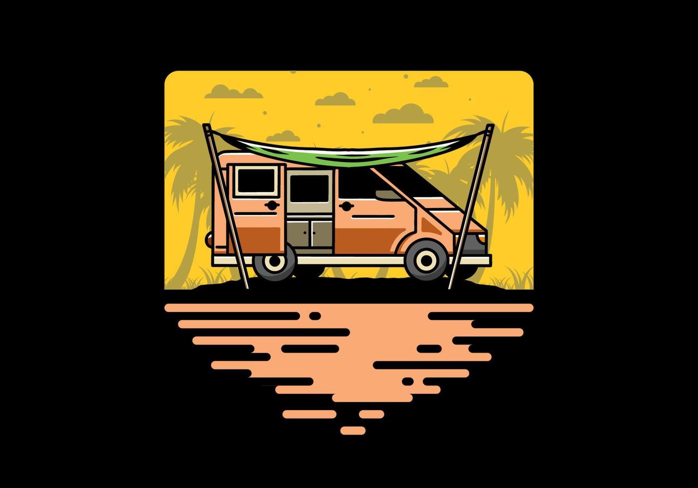 Van camper and flysheet illustration design vector