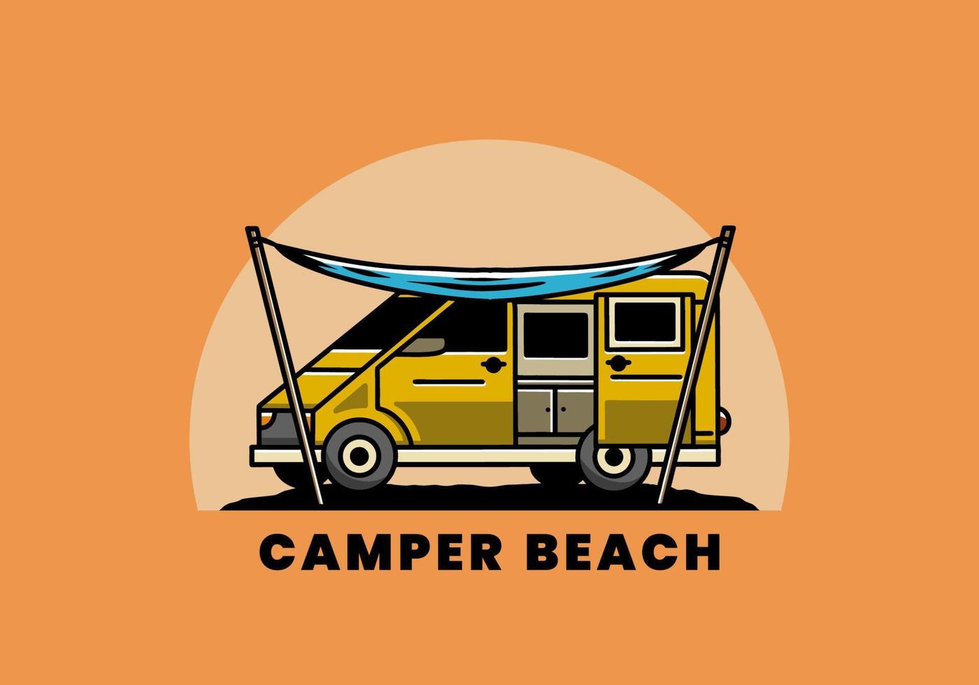 Van camper and flysheet illustration design vector