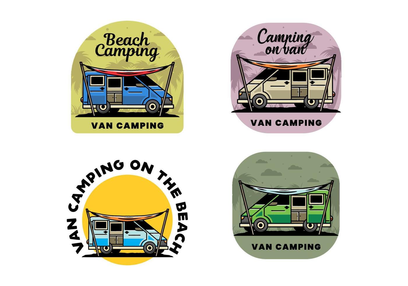 Van camper and flysheet illustration design vector