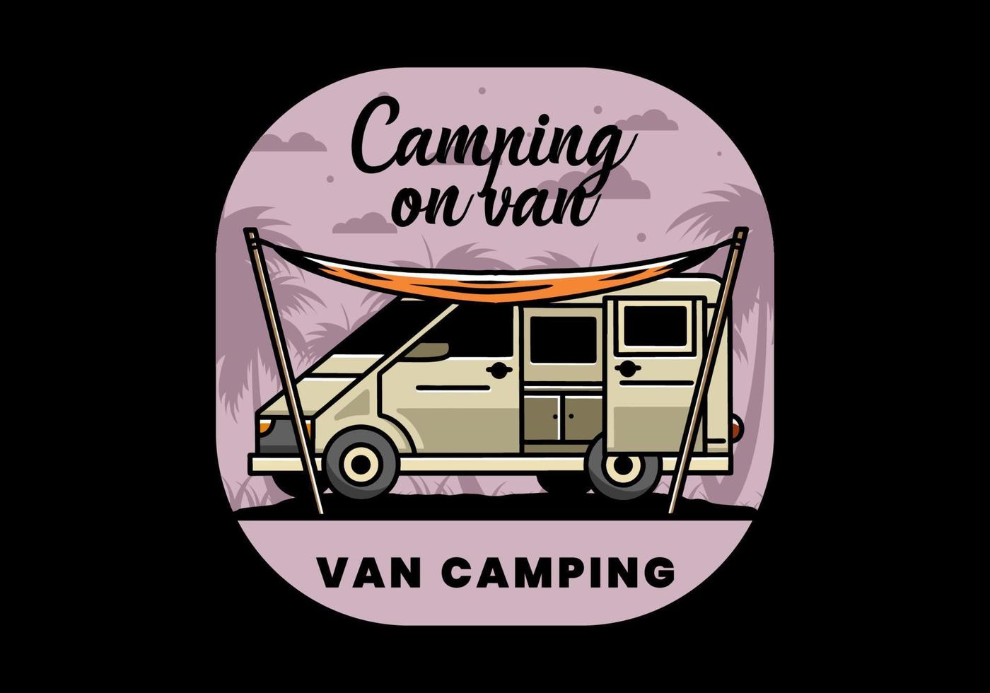 Van camper and flysheet illustration design vector