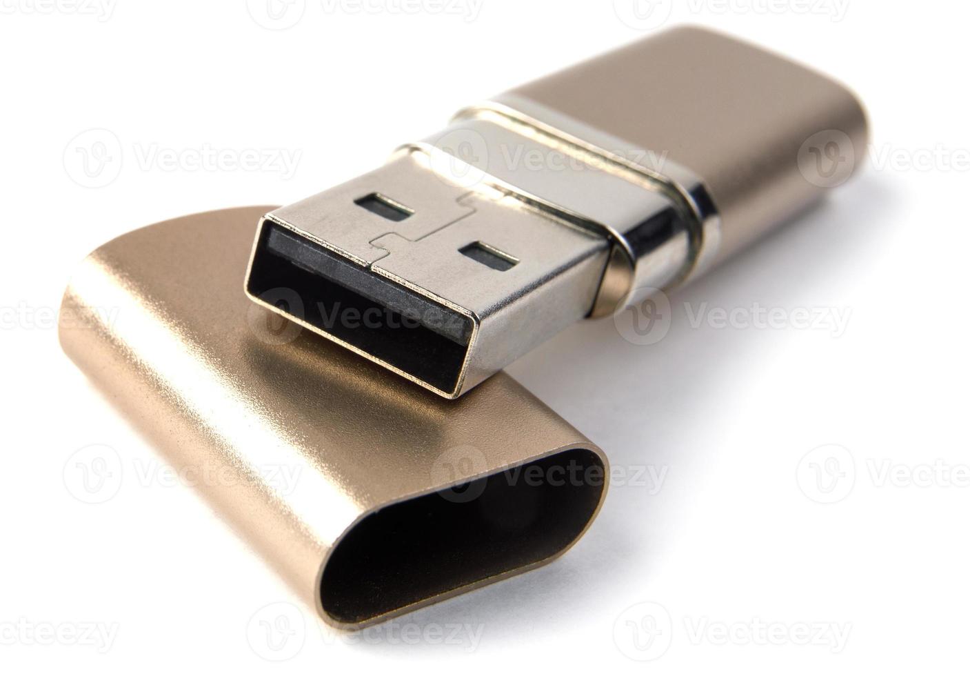 USB flash drive isolated on white background photo