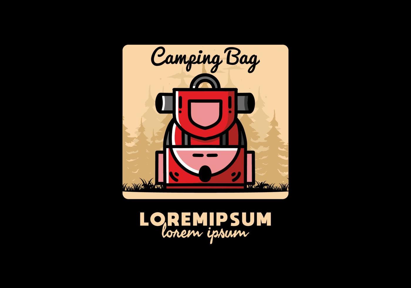 Simple camping bag illustration design vector