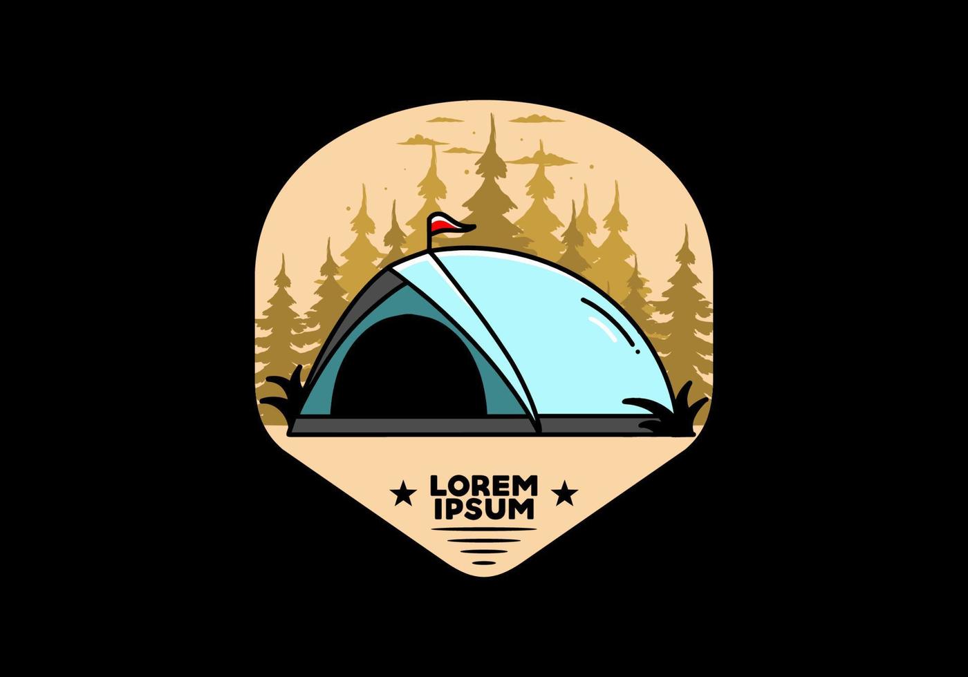 Dome tent camping illustration badge design vector