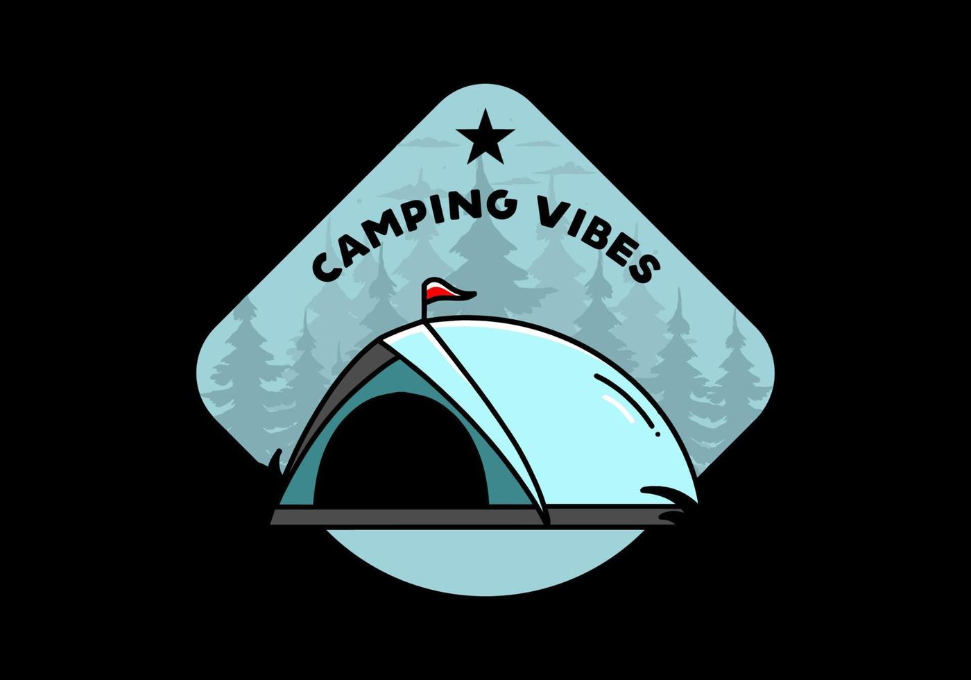 Dome tent camping illustration badge design vector