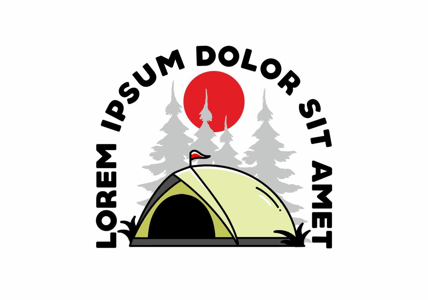 Dome tent camping illustration badge design vector