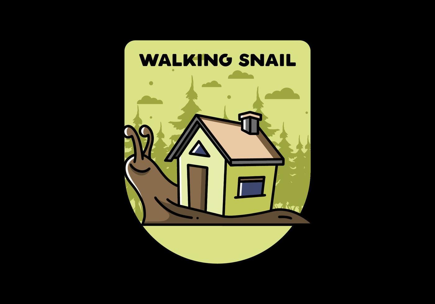 Walking snail and house illustration design vector