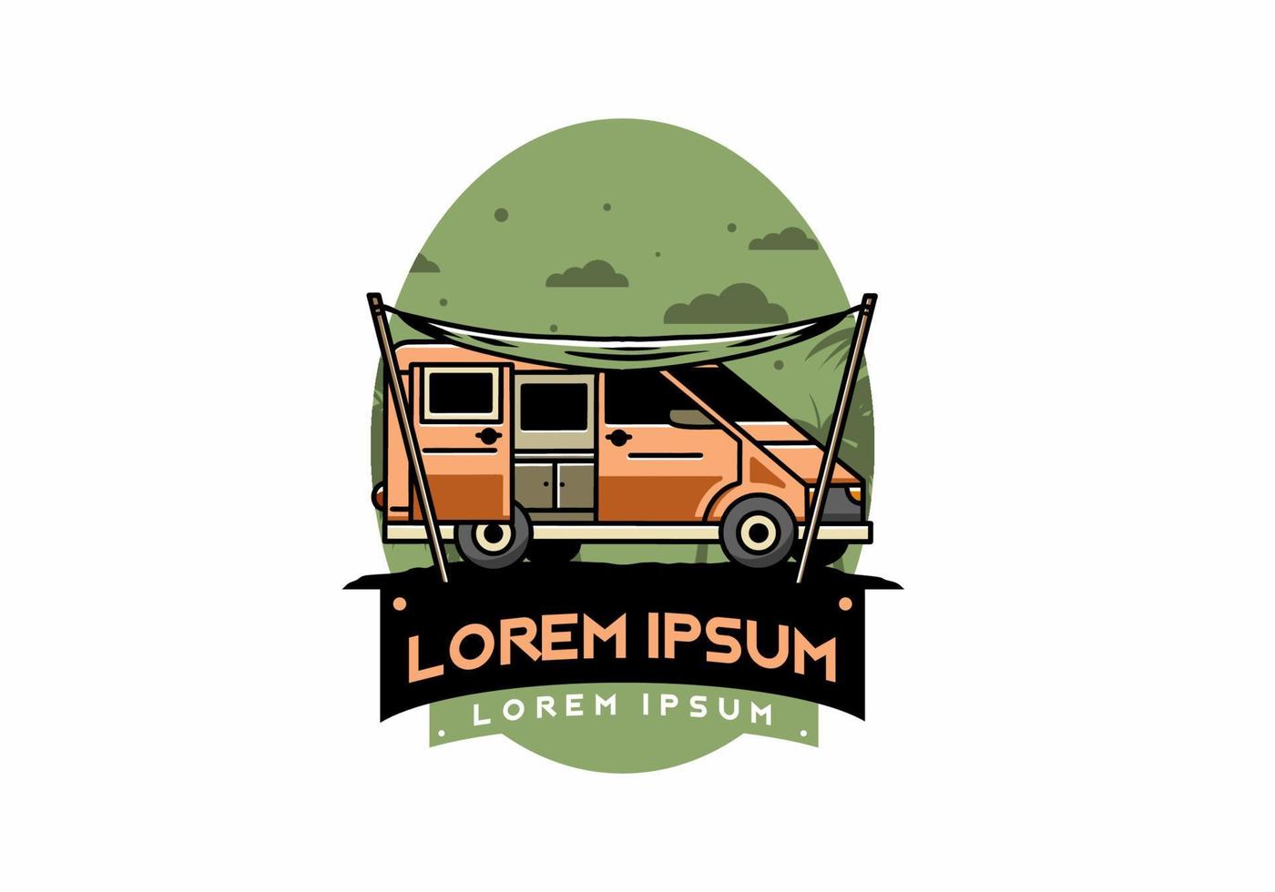 Van camper and flysheet illustration design vector