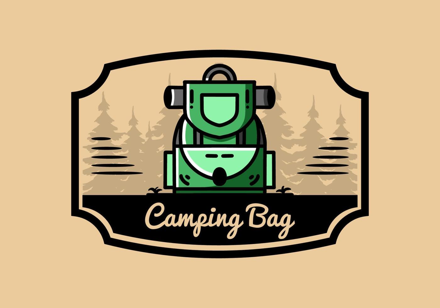 Simple camping bag illustration design vector