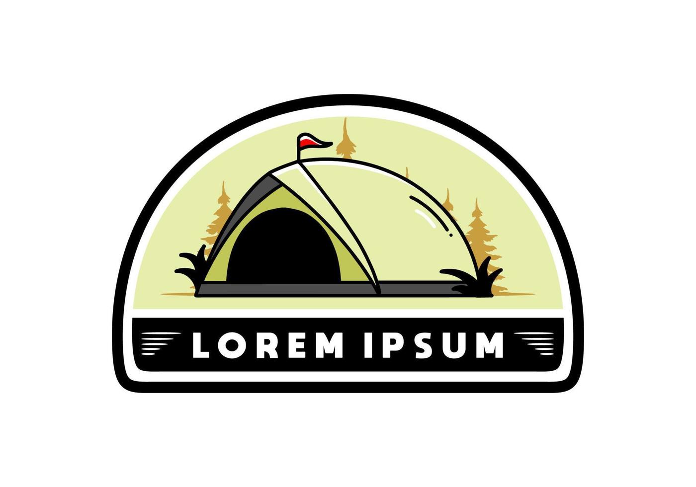 Dome tent camping illustration badge design vector