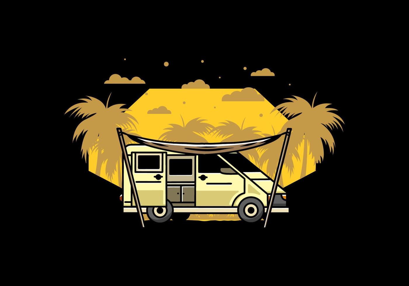 Van camper and flysheet illustration design vector