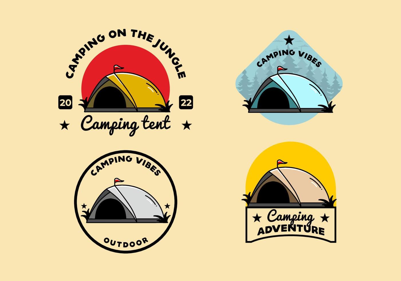 Dome tent camping illustration badge design vector