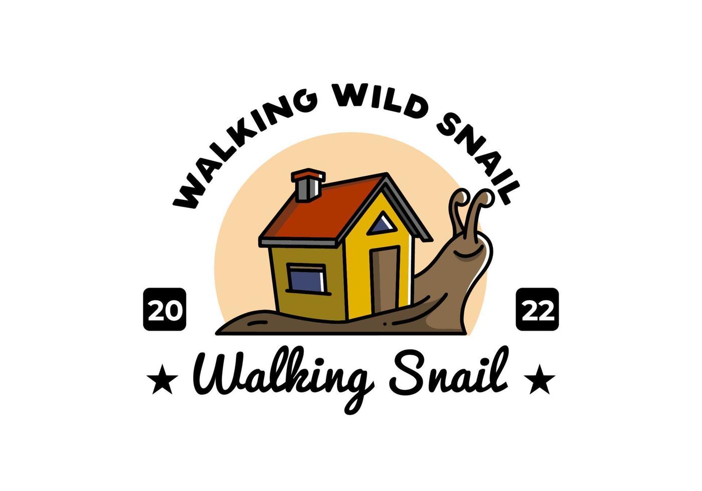 Walking snail and house illustration design vector