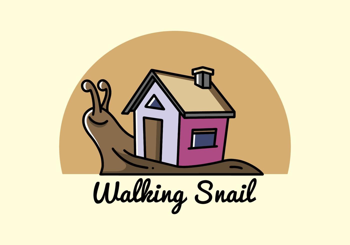 Walking snail and house illustration design vector