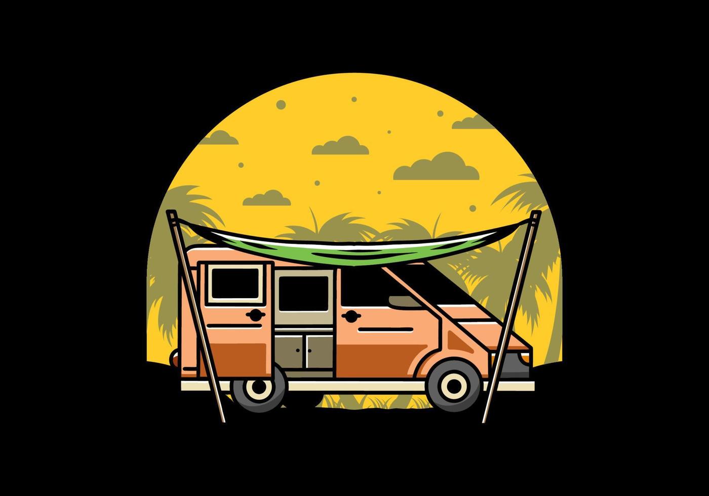 Van camper and flysheet illustration design vector