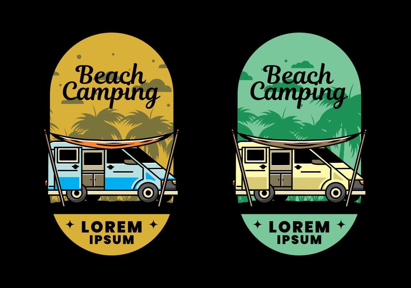 Van camper and flysheet illustration design vector