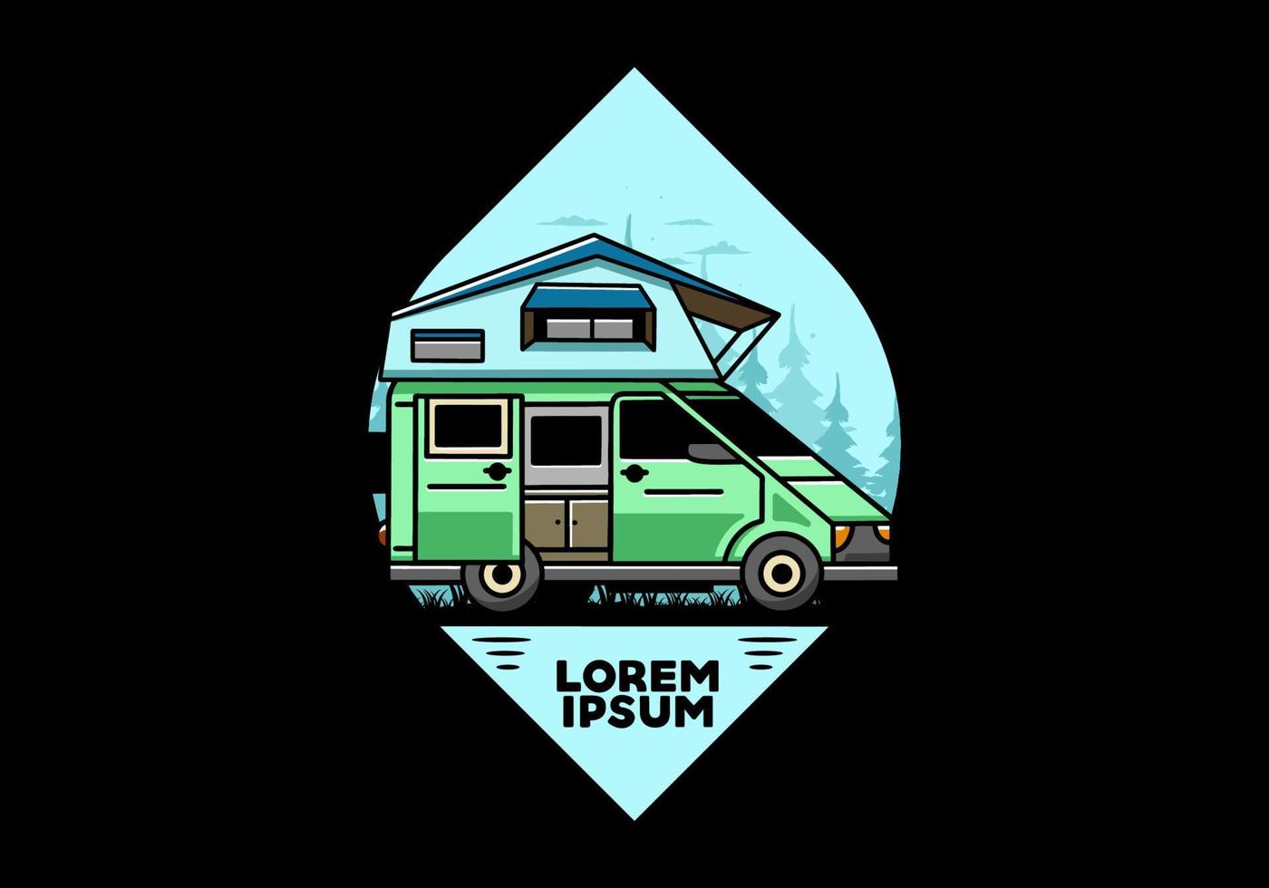 Camping on roof car illustration design vector