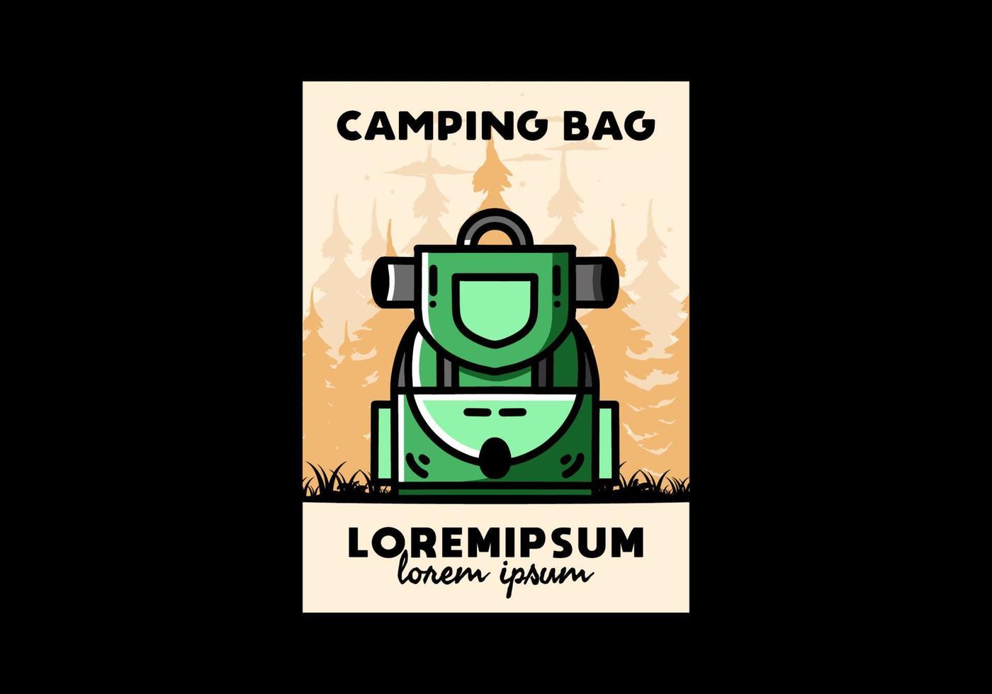 Simple camping bag illustration design vector