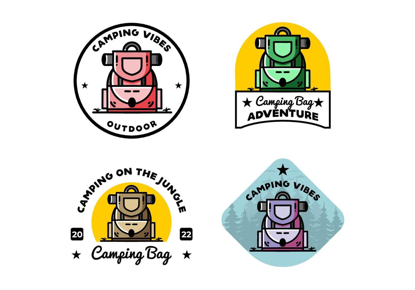 diseño de ilustración de bolsa de camping simple vector