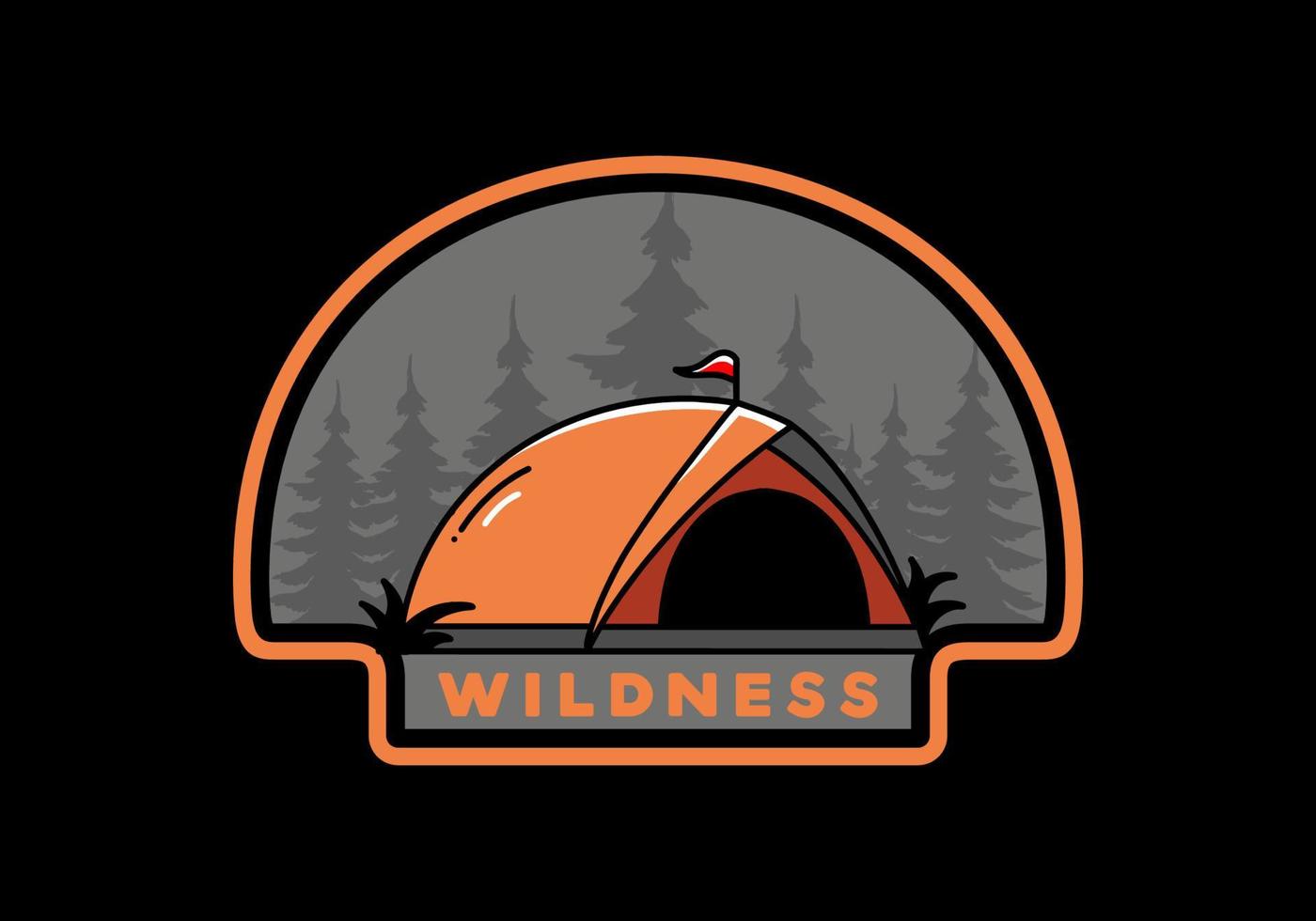 Dome tent camping illustration badge design vector