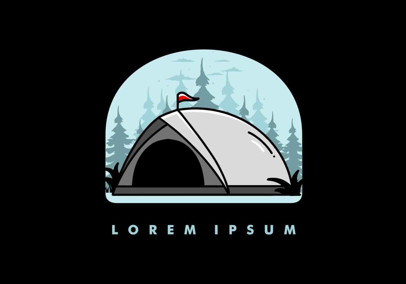 Dome tent camping illustration badge design vector
