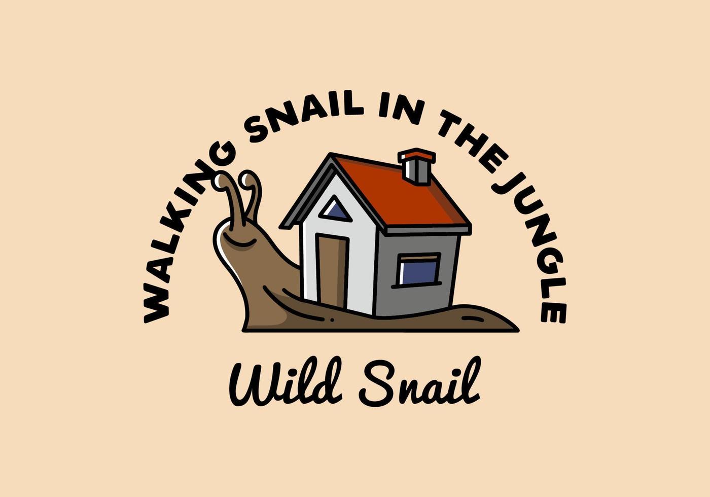 Walking snail and house illustration design vector