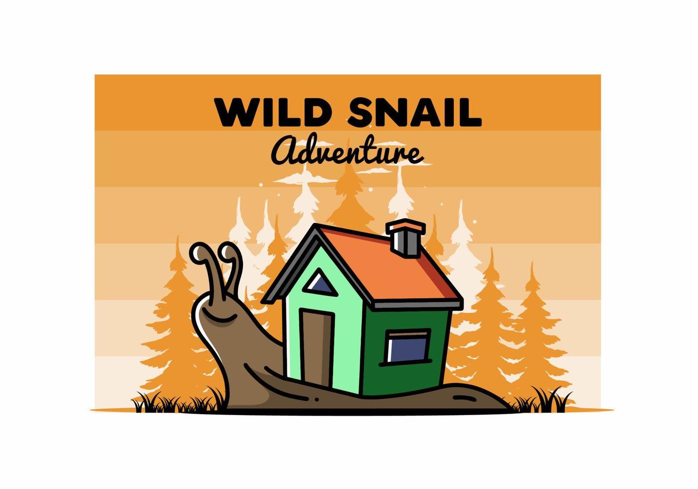 Walking snail and house illustration design vector