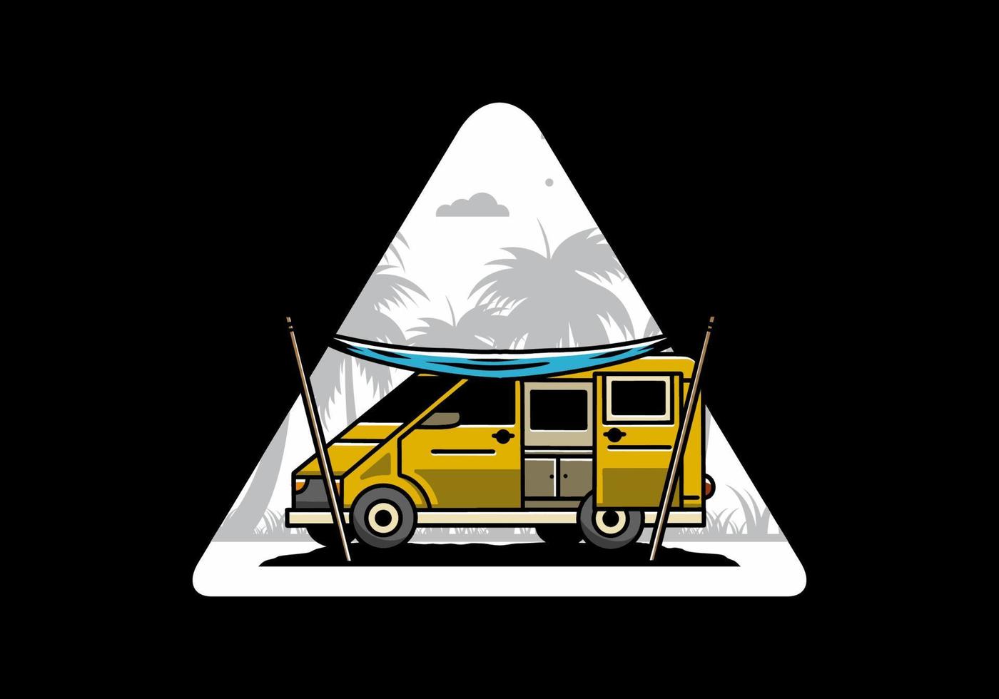 Van camper and flysheet illustration design vector