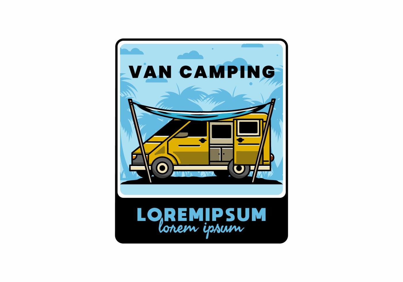 Van camper and flysheet illustration design vector