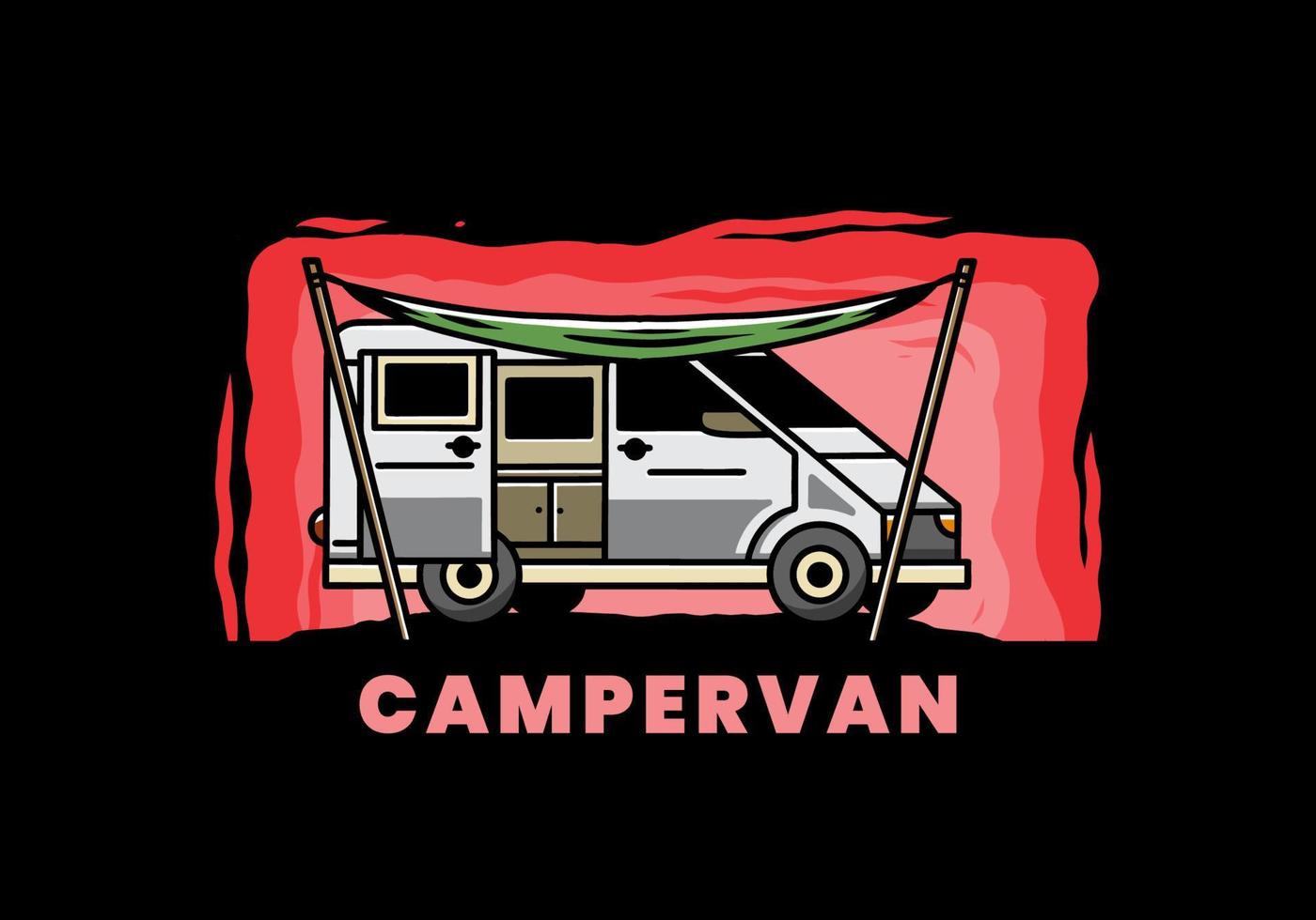 Van camper and flysheet illustration design vector
