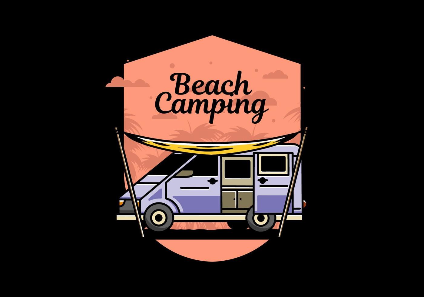 Van camper and flysheet illustration design vector