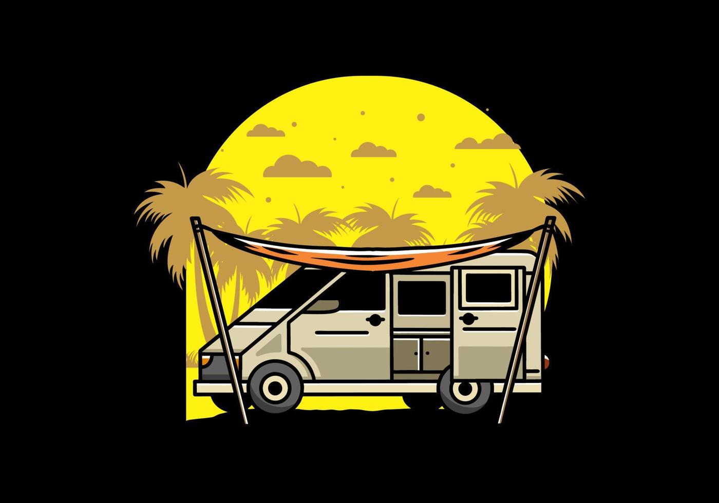 Van camper and flysheet illustration design vector