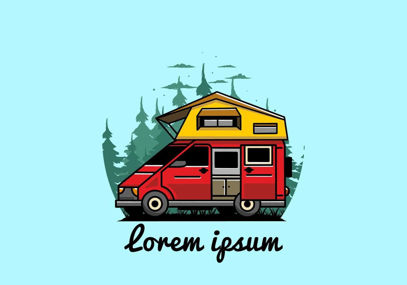 Camping on roof car illustration design vector