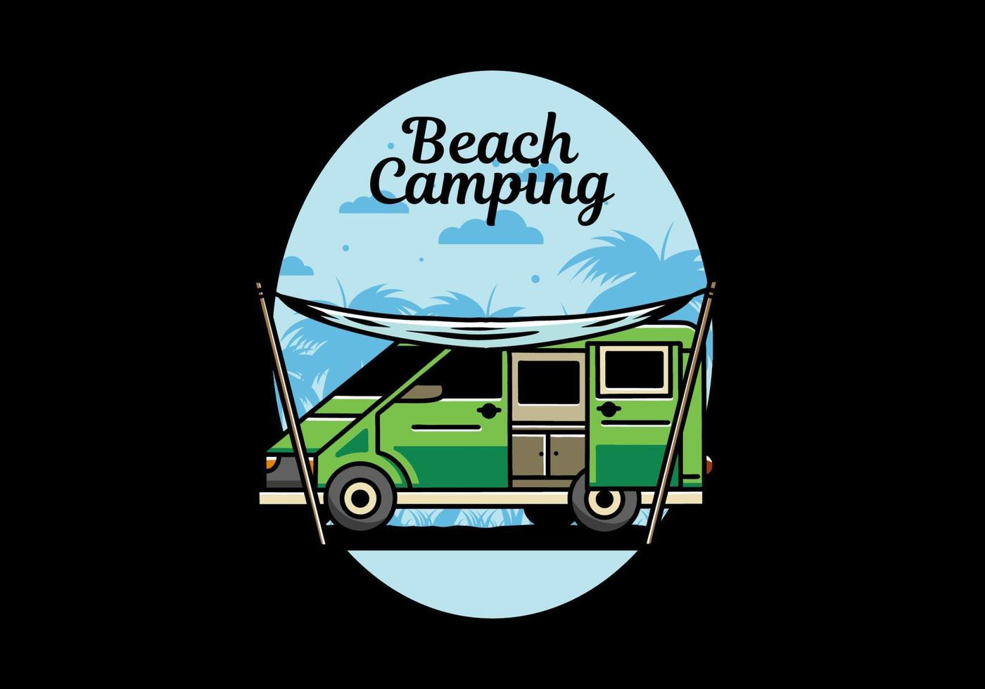 Van camper and flysheet illustration design vector