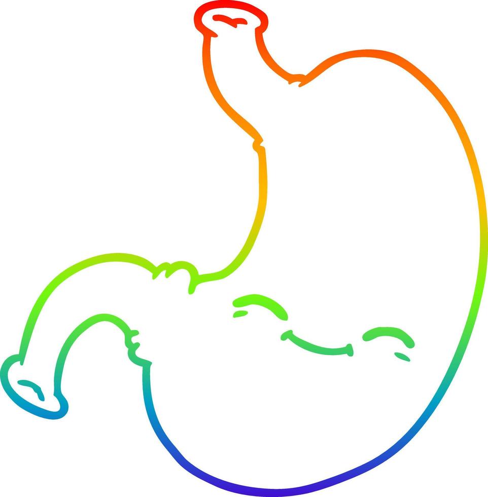 rainbow gradient line drawing cartoon stomach vector