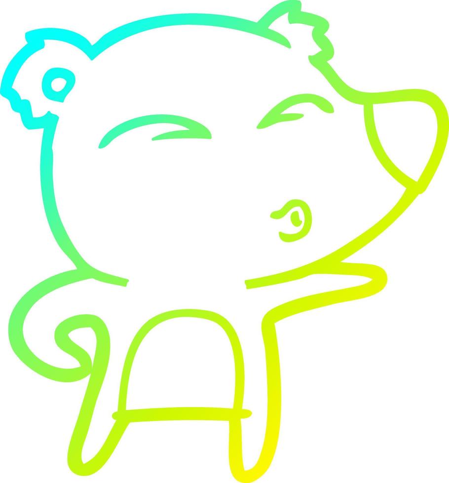 cold gradient line drawing cartoon explaining polar bear vector