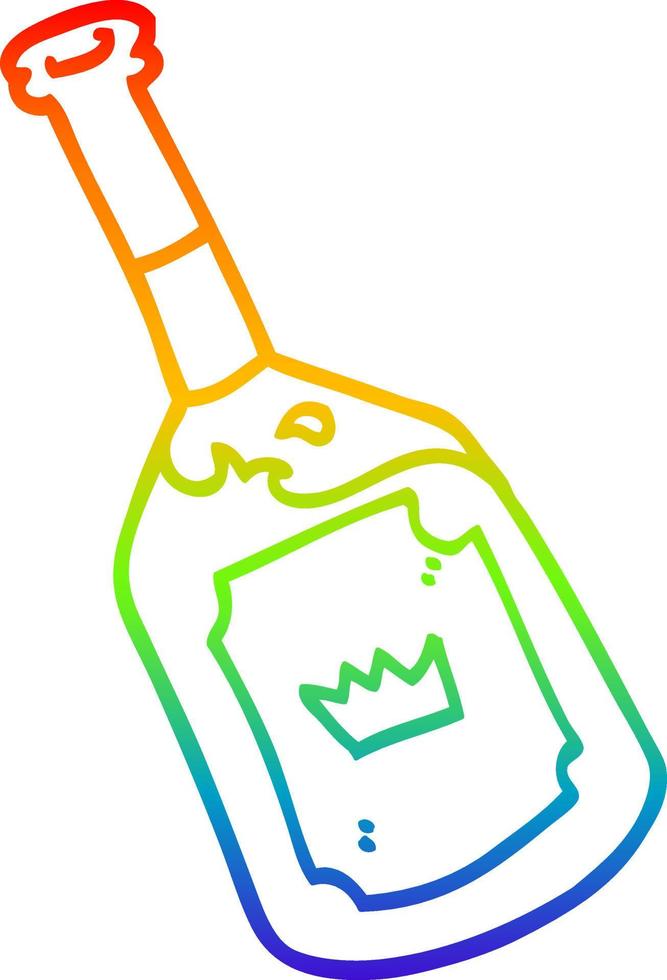 rainbow gradient line drawing cartoon alcoholic drink vector