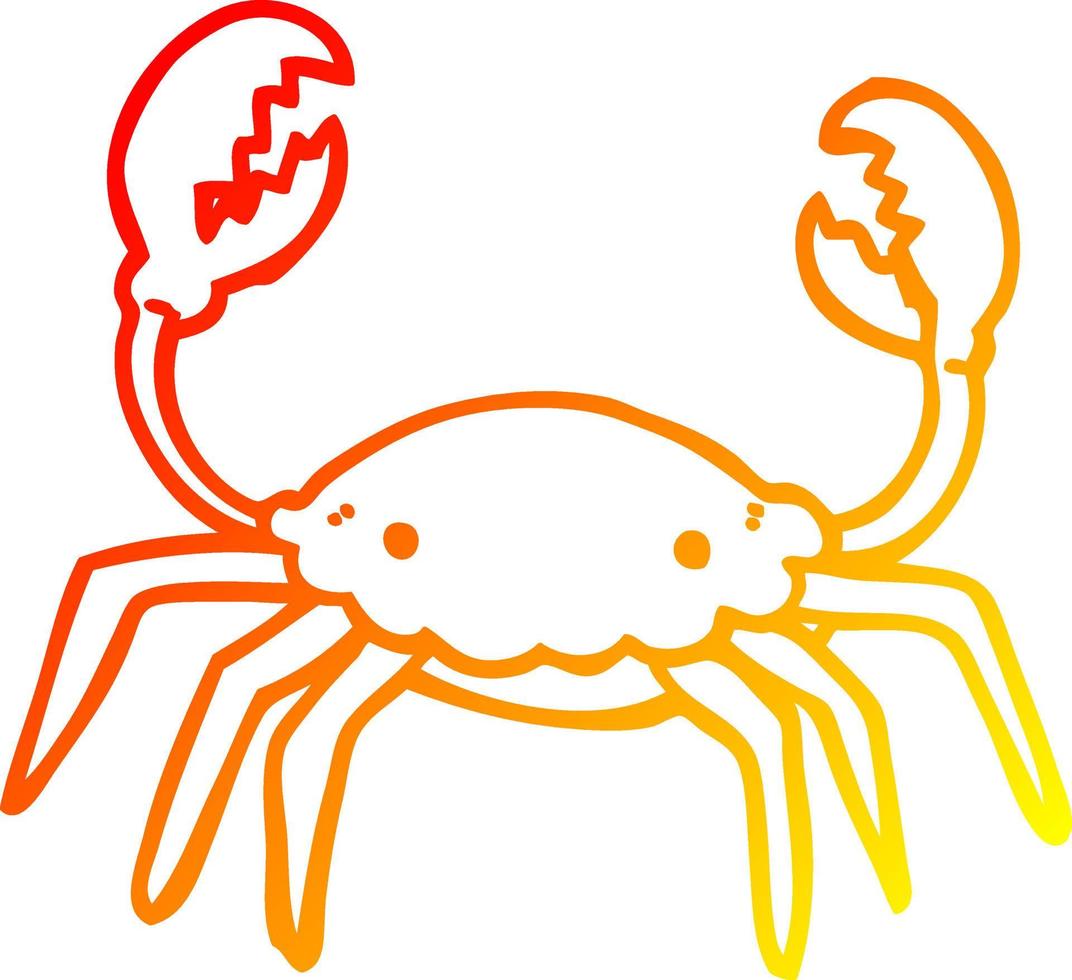 warm gradient line drawing cartoon crab vector