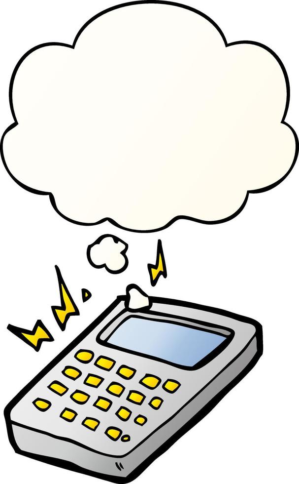 cartoon calculator and thought bubble in smooth gradient style vector