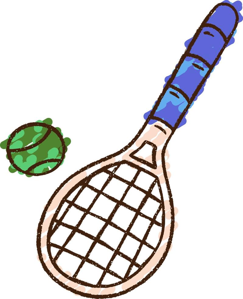 dibujo de tiza de raqueta de tenis vector