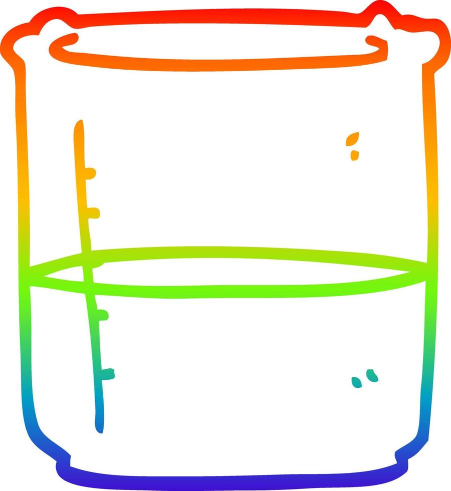 vaso de precipitados de ciencia de dibujos animados de dibujo lineal de gradiente de arco iris vector