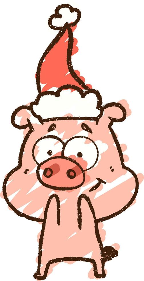 Christmas Pig Chalk Drawing vector
